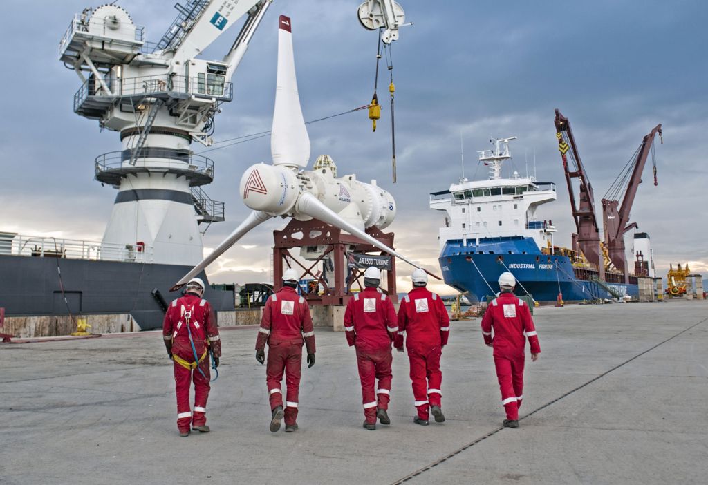 A photo of MeyGen turbine ahead of installation (Courtesy of Simec Atlantis Energy)