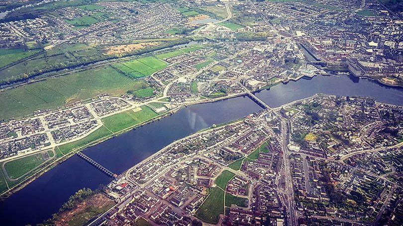 An aerial view of the River Shannon, Limerick, Ireland (Courtesy of GKinetic Energy/Limerick.ie)