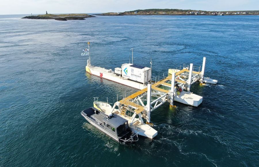 A photo of Sustainable Marine's PLAT-I tidal device (Courtesy of Sustainable Marine Energy)