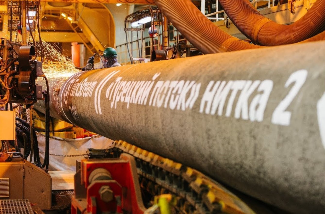 TurkStream pipe being built; Source: Gazprom