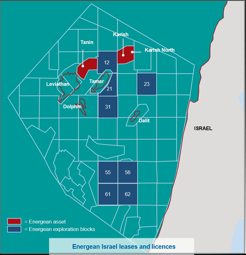 Energean's Israel leases and licences map