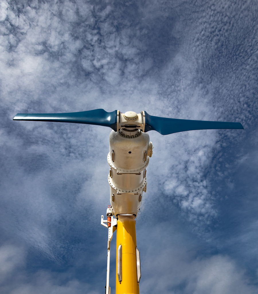 Photo of Nova Innovation’s Eunice turbine, the fourth turbine in the Shetland Tidal Array (Courtesy of Nova Innovation)