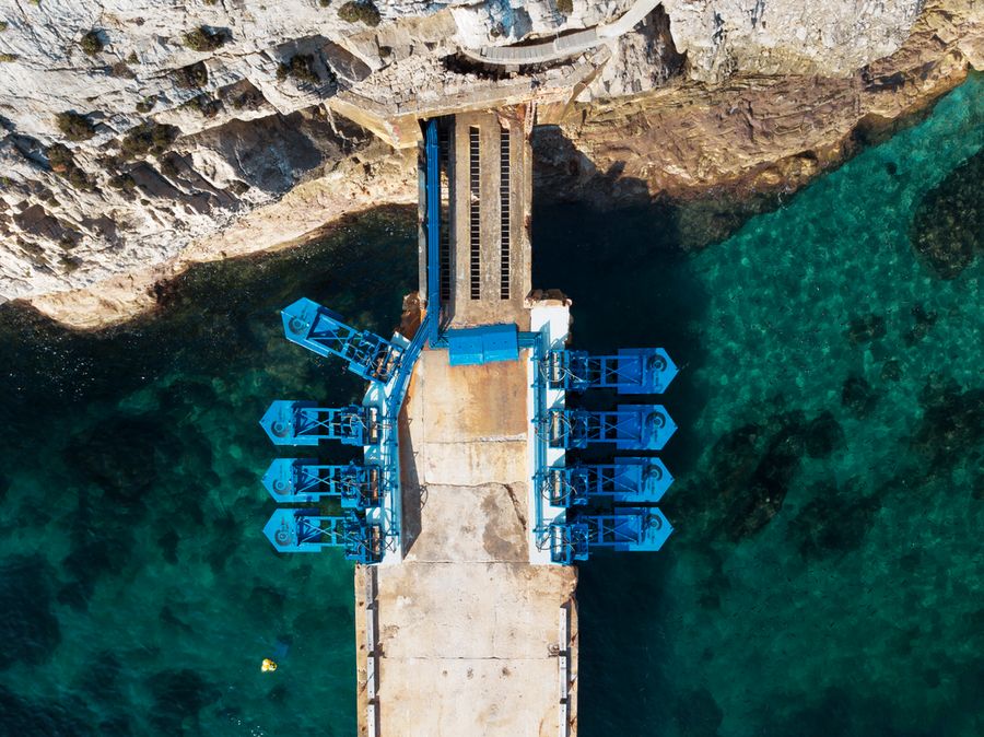 Photo of Eco Wave Power's Gibraltar wave energy plant (Courtesy of Eco Wave Power)