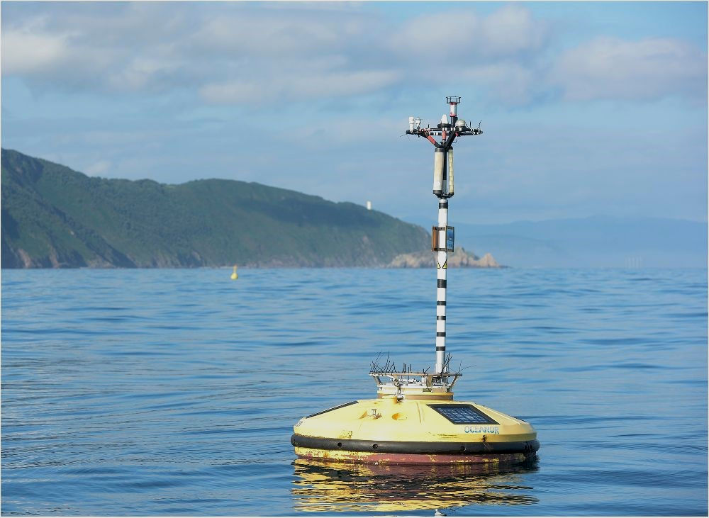 Photo of WaveScan Metocean Buoy at BiMEP (Courtesy of BiMEP)