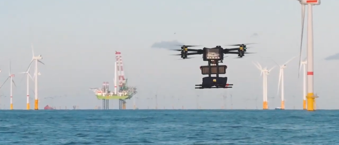 A Sabca drone at the Rentel offshore wind farm