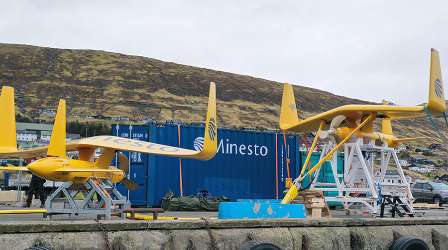 Photo of Minesto's two DG100 marine energy converters on the quayside in Faroe Islands (Courtesy of Minesto)