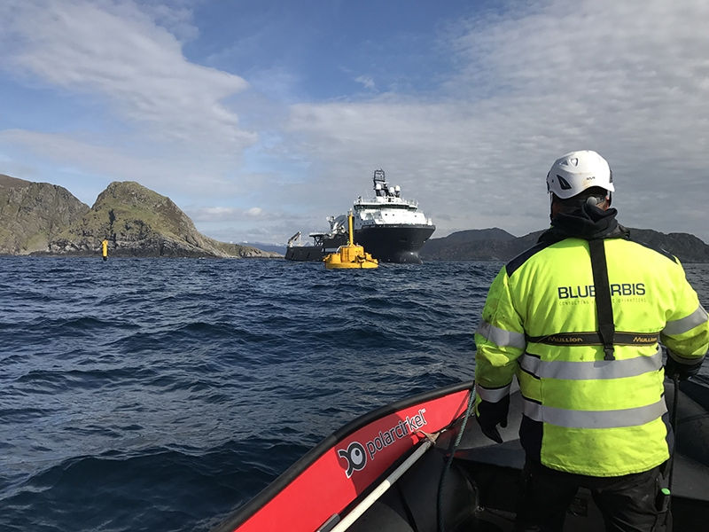 Photo of WaveEL wave energy system (Photograph courtesy of Waves4Power AB, Sweden)