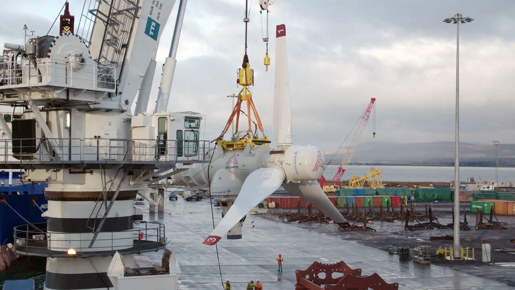 Photo of Simec Atlantis' AR1500 tidal turbine used in MeyGen project (Courtesy of Simec Atlantis)