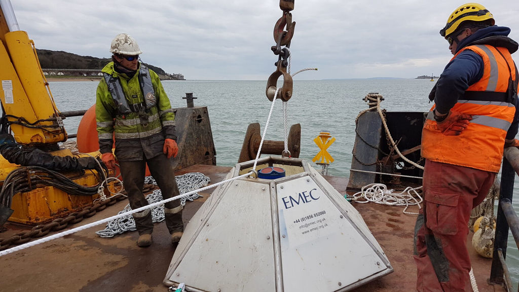 Photo showing ADCP equipment ahead of installation off Yarmouth Harbour (Courtesy of QED Naval)