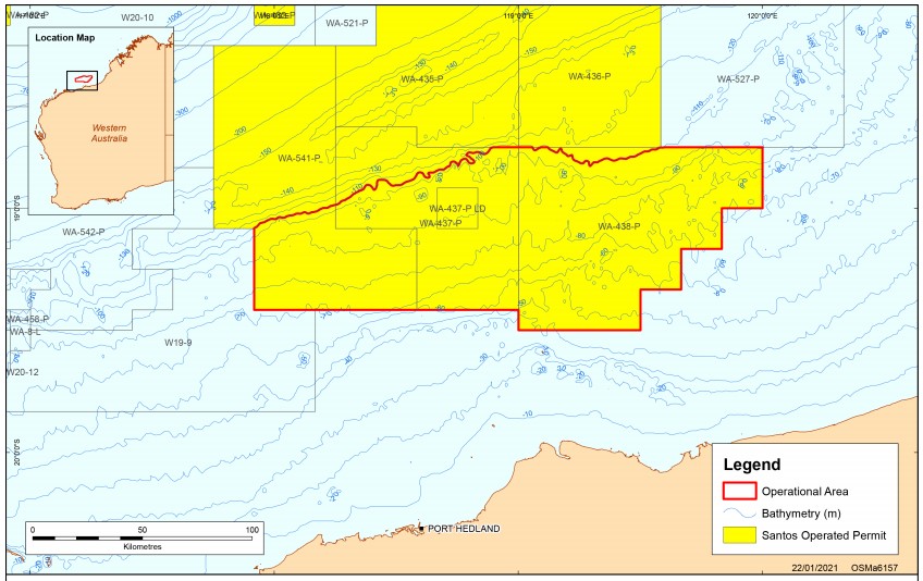 Bedout drilling location map - Santos