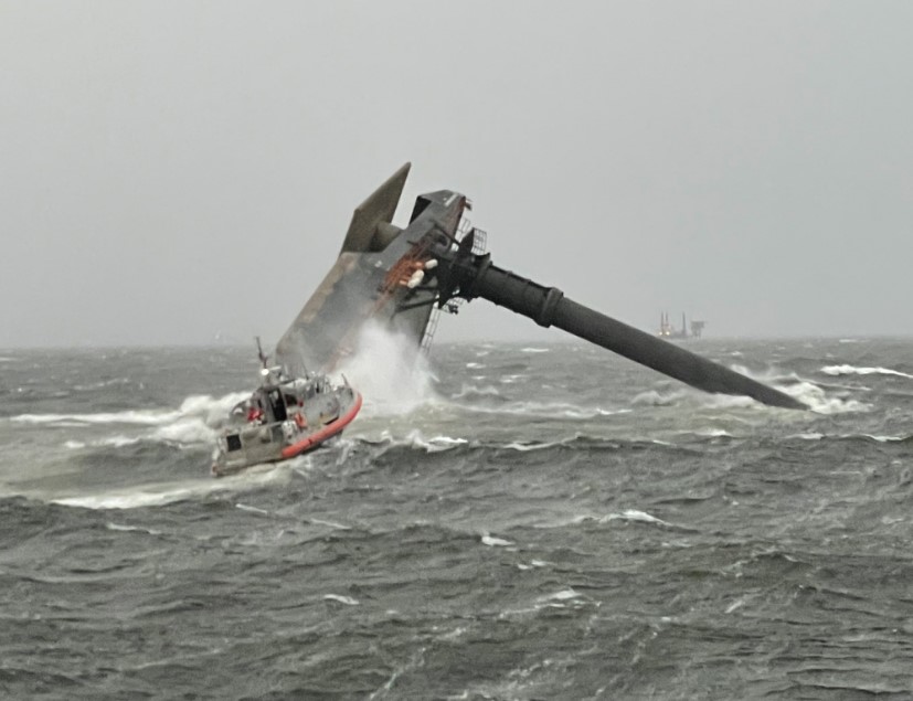 A capsized commercial liftboat
