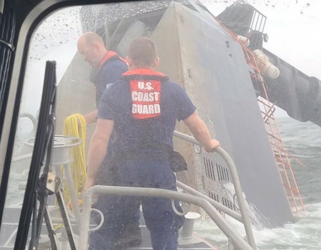 U.S. Coast Guard photo by Petty Officer 2nd Class Anthony Abbate - capsized liftboat