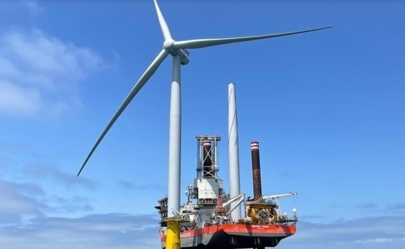 Brave Tern vessel installing the first turbine at the Yunlin offshore wind farm in Taiwan