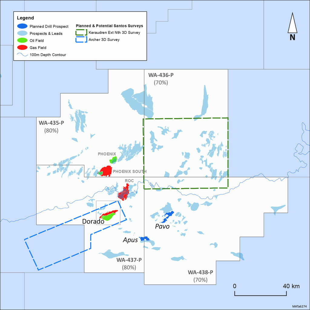 Photo showing the approximate location of Archer and Keraudren Extension 3D Surveys (Courtesy of Carnarvon Petroleum)