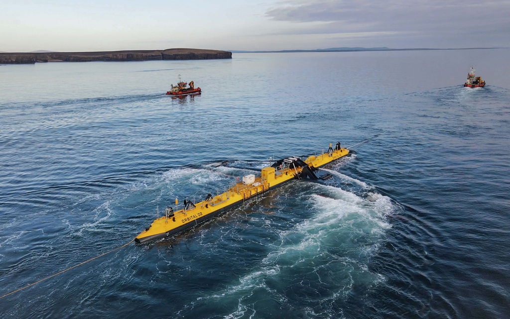 Photo of O2 arriving to Orkney (Courtesy of Orbital Marine Power)