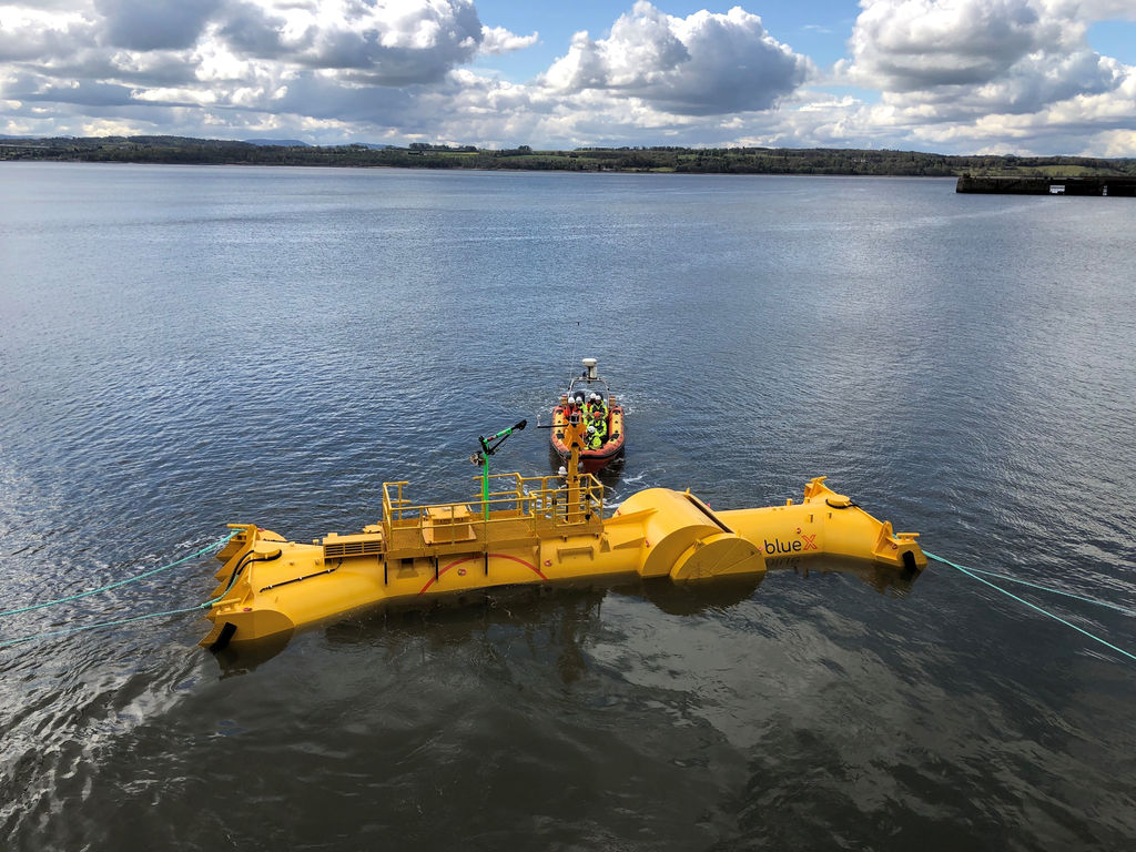 Photo showing Mocean Energy's Blue X wave energy prototype (Courtesy of Mocean Energy)