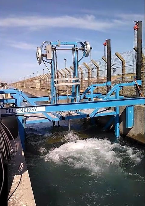 Image showing EEL Energy's tidal energy converter under tests in in Gravelines (Screenshot/YouTube-Franck Sylvain)