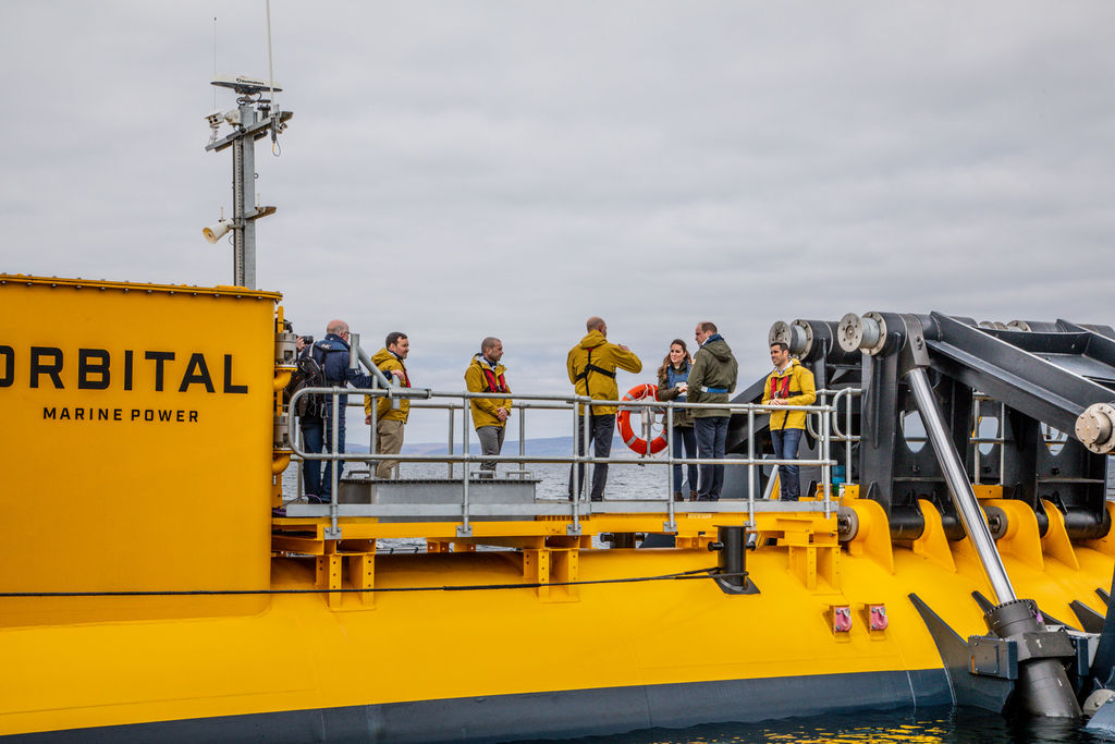 Photo showing Duke and Duchess on board the Orkney O2 tidal turbine (Courtesy of EMEC/Photo by Colin Keldie)