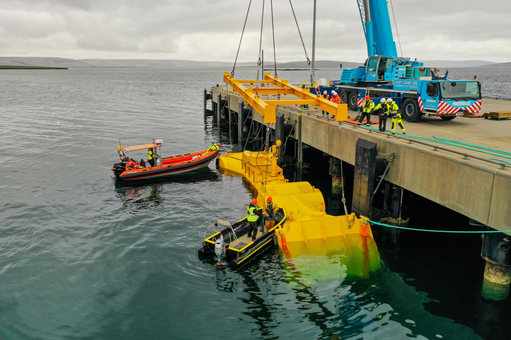 Photo showing Mocean Energy’s Blue X device in Orkney (Courtesy of EMEC/Photo by Colin Keldie)