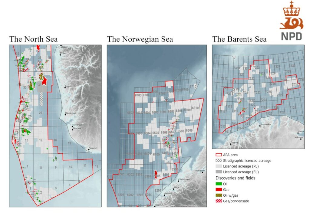 Map of area available for application in APA 2021 - Norway