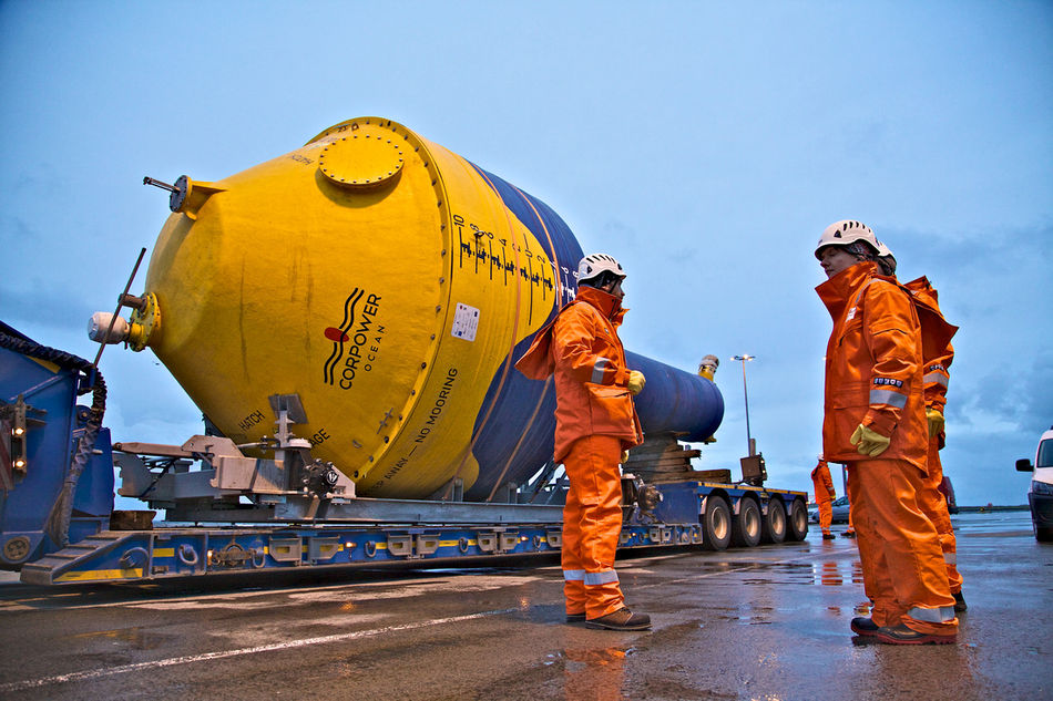 Illustration/CorPower Ocean's C3 device at Orkney (Courtesy of CorPower Ocean/Photo by Colin Keldie)