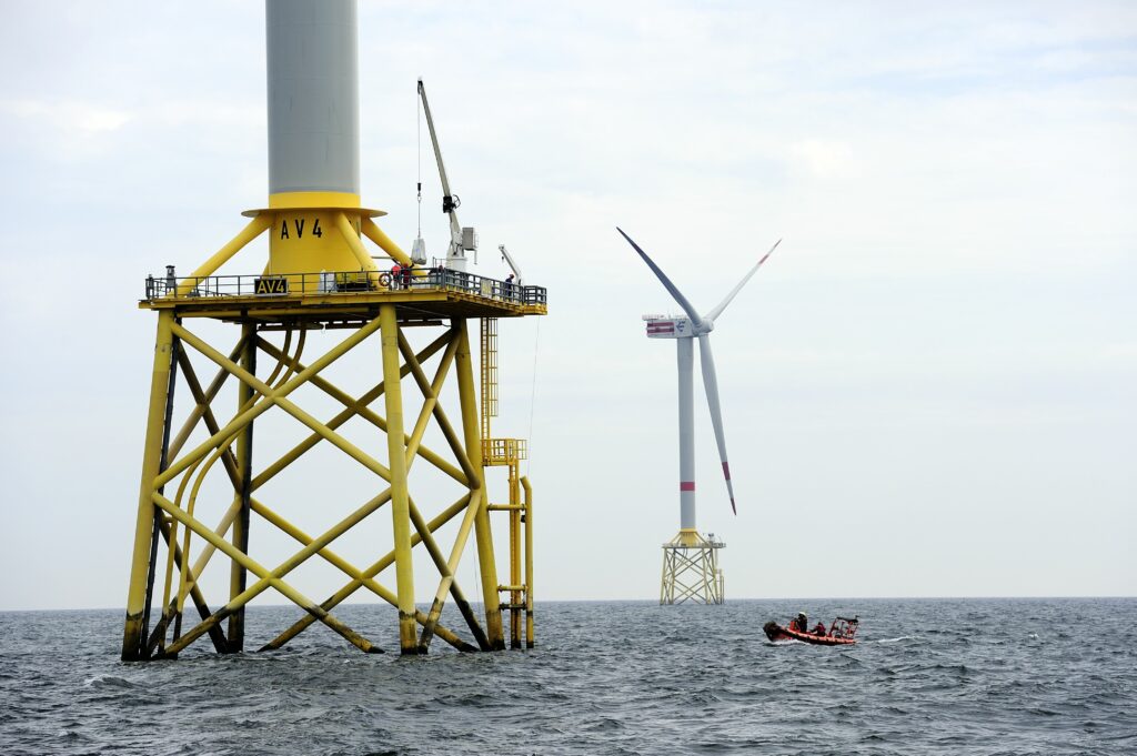 A photo of Senvion turbines at Alpha Ventus wind farm