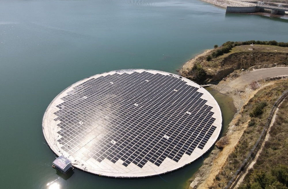 Photo showing the first floating solar unit at Banja reservoir that was damaged earlier in June (Courtesy of Statkraft)