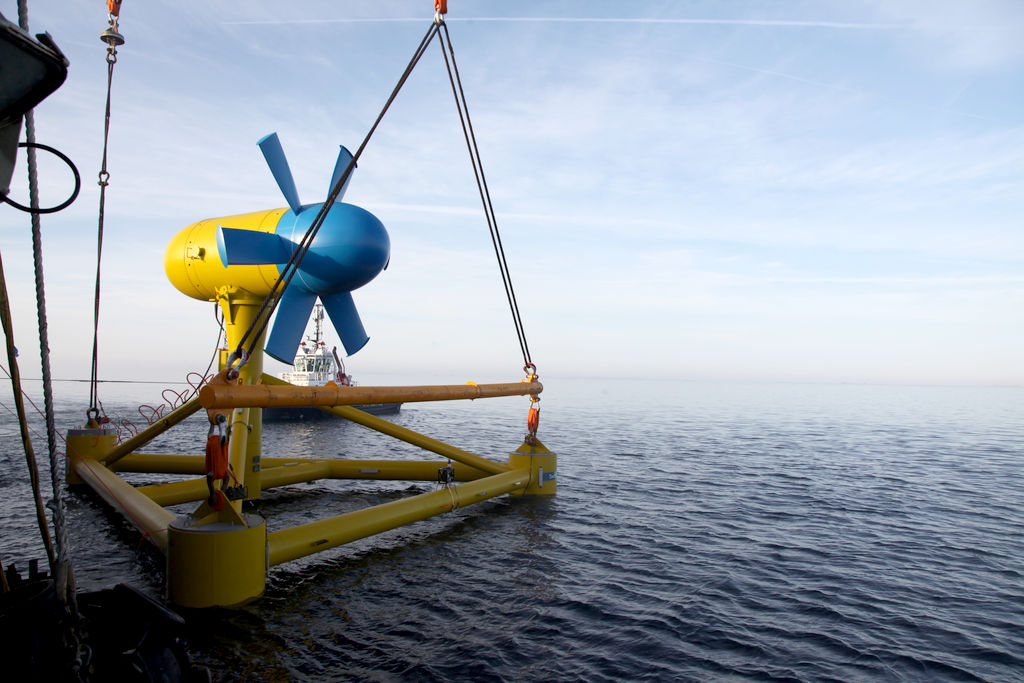 The deployment of Sabella's D10 tidal turbine (Courtesy of Sabella)