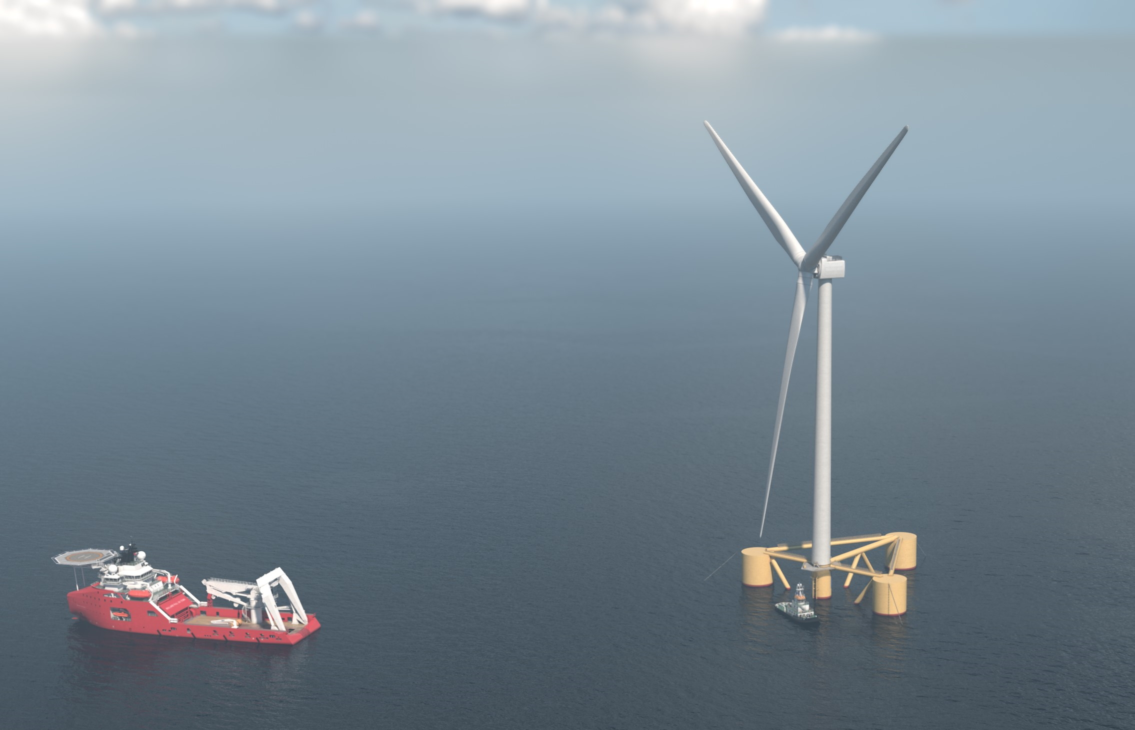 An image showing a floating wind turbine