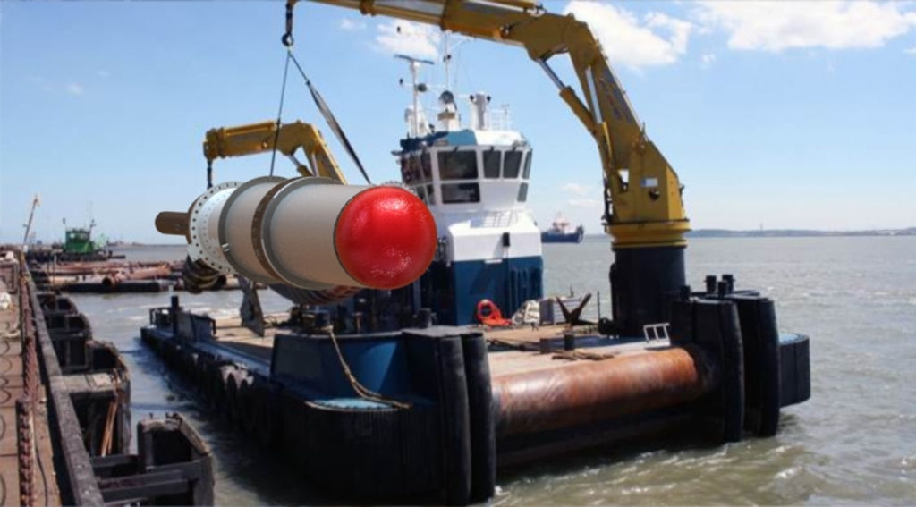 Photo showing Symphony wave power device (Courtesy of Teamwork Technology)