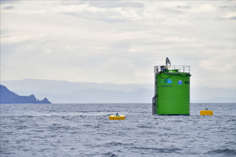 Illustration/Wave energy device deployed of the coast of Basque Country (Courtesy of EVE)