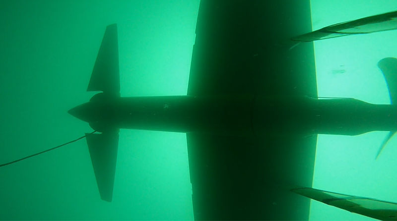 Photo showing the submerged DG100 system (Courtesy of Minesto)