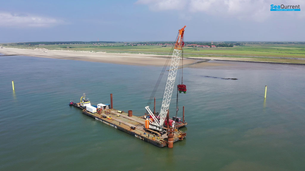 Photo showing the ongoing works at Borndiep test site ahead of TidalKite deployment (Courtesy of SeaQurrent)