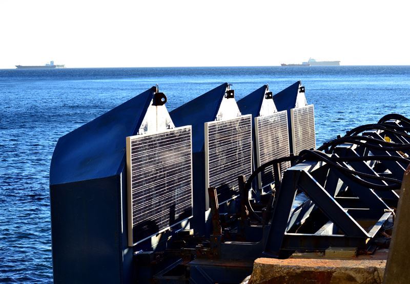 Photo showing Eco Wave Power's wave energy floaters (Courtesy of Eco Wave Power)