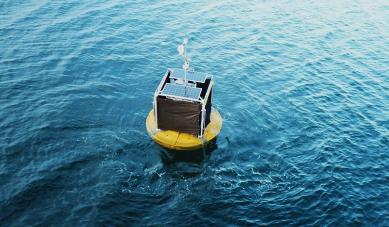 Photo showing Oneka Technologies' wave-powered desalination buoy (Courtesy of Oneka Technologies)