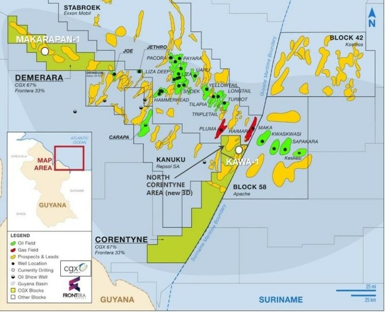 Kawa-1 well location off Guyana