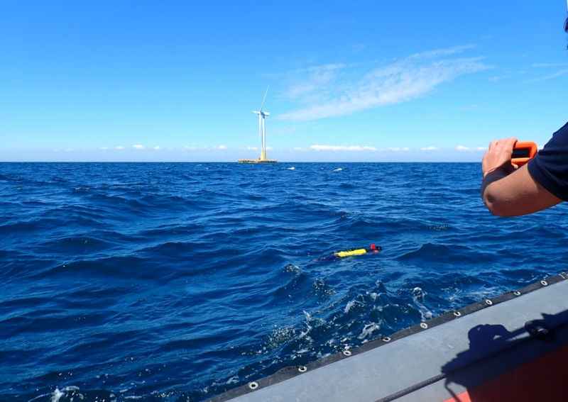 Photo showing RTSYS' autonomous underwater vehicle at SEM-REV (Courtesy of Centrale Nantes/SEM-REV)