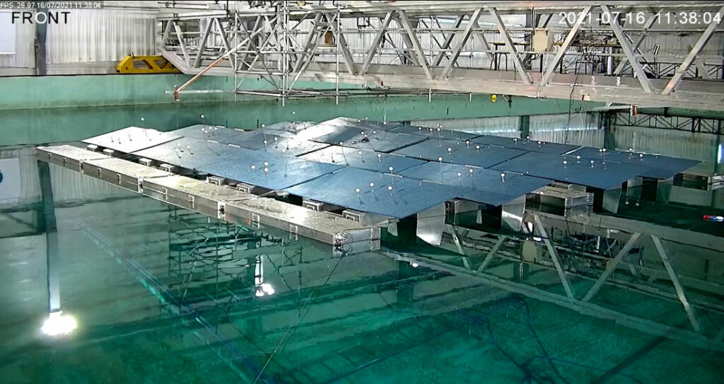 Photo showing HelioRec testing its floating solar system at Ecole Centrale de Nantes (Courtesy of HelioRec)