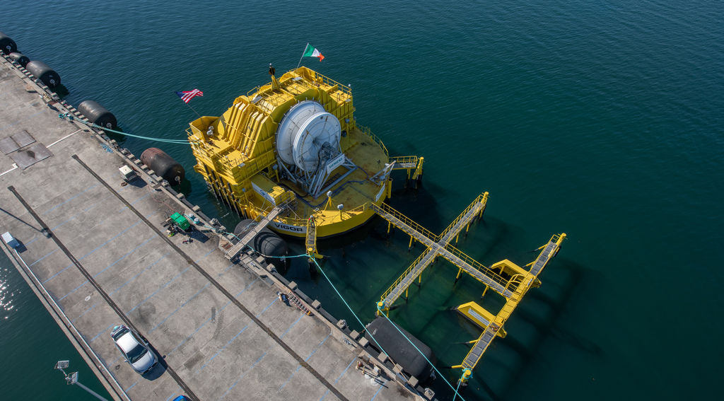 Birds-side view of Ocean Energy’s wave energy device (Courtesy of U.S. DOE/Photo by Josh Bauer)