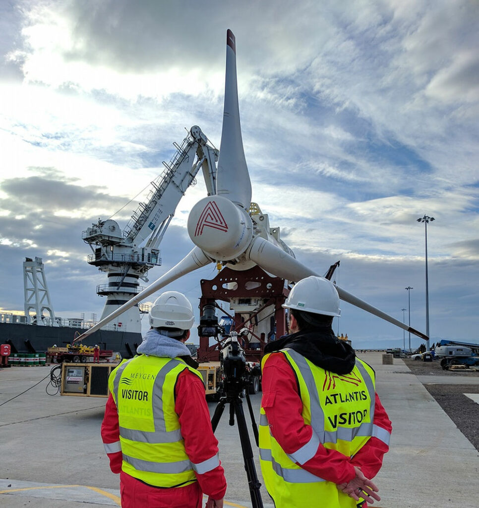 Photo showing the AR1500 tidal turbine used in the MeyGen project (Courtesy of SIMEC Atlantis Energy)