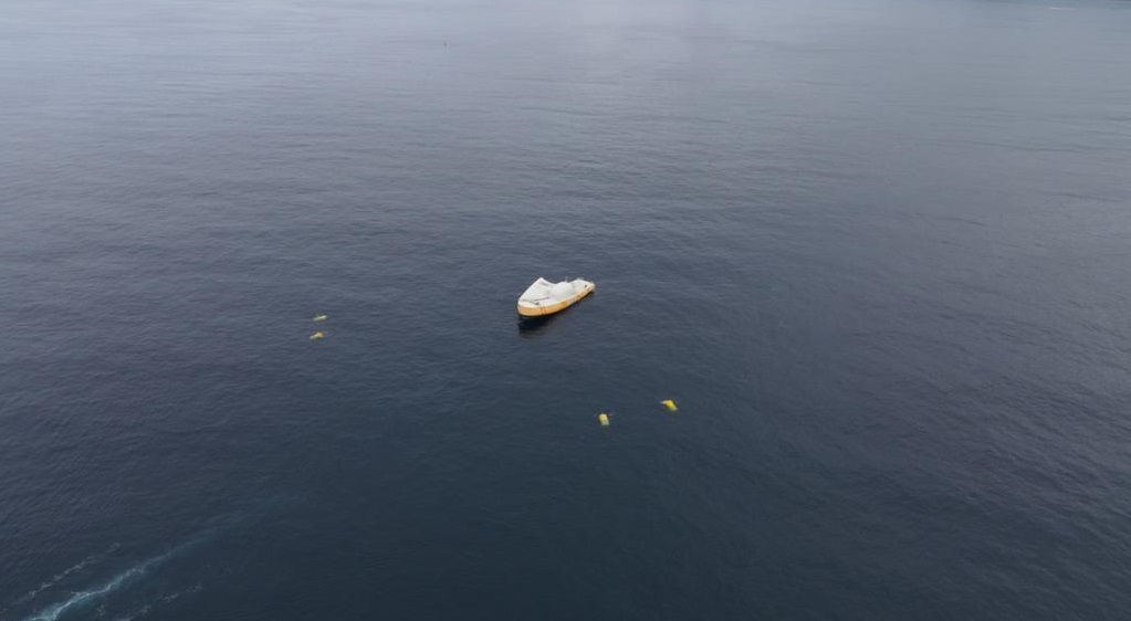 Photo showing Penguin wave energy device at BiMEP site (Coutrtesy of WellO)