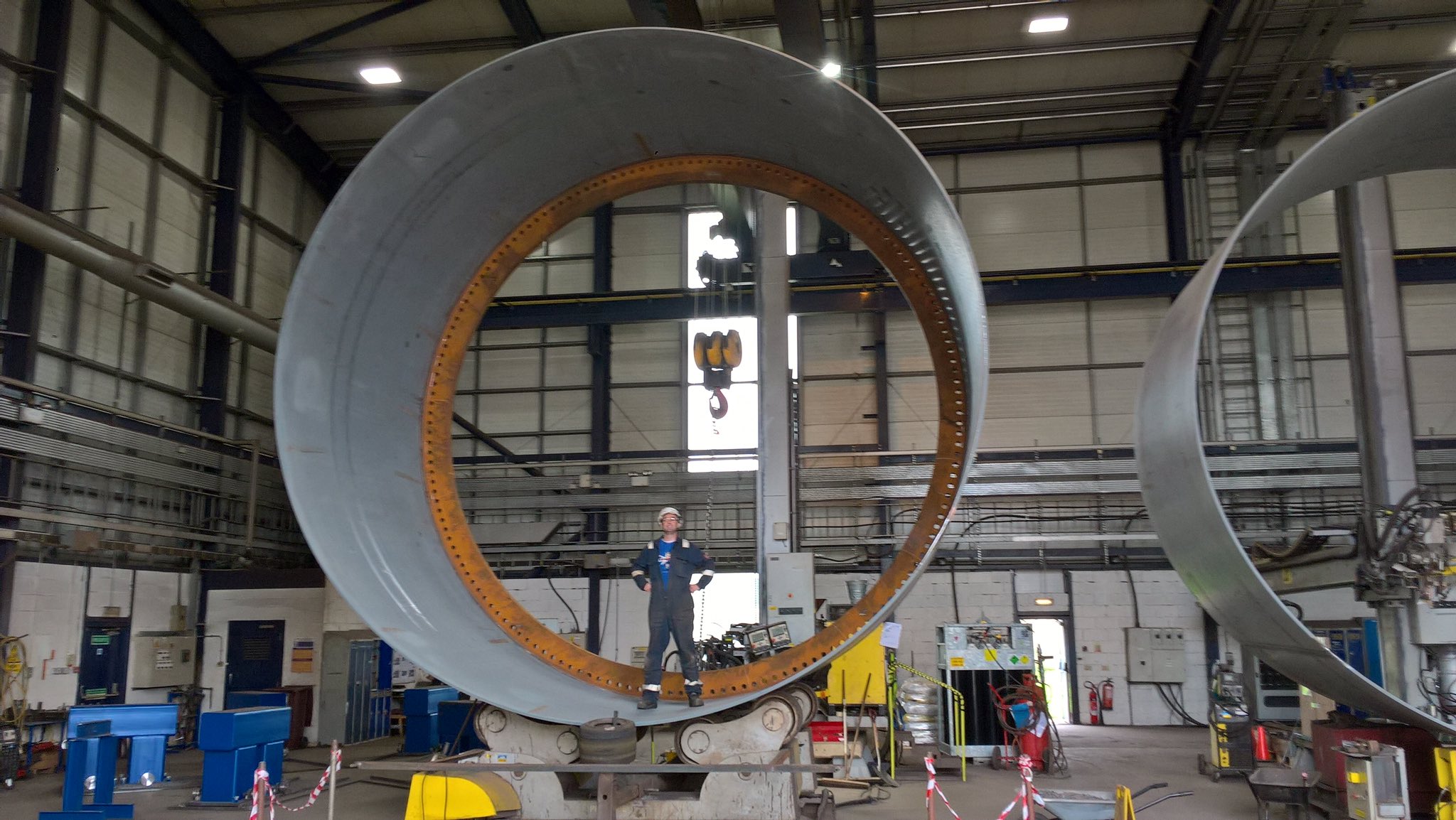A photo of tower sections being made at CS Wind UK