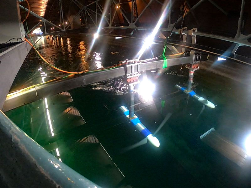 Photo showing the University of Oxford testing tidal turbines with Applied Measurements’ sensors (Courtesy of Applied Measurements)