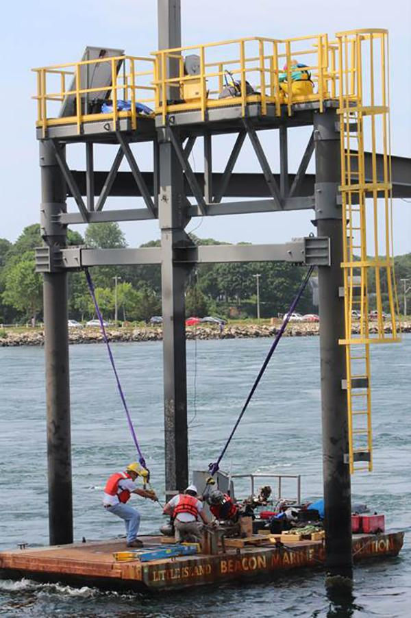 Photo showing the tidal turbine deployment at BTTS (Courtesy of MRECo)