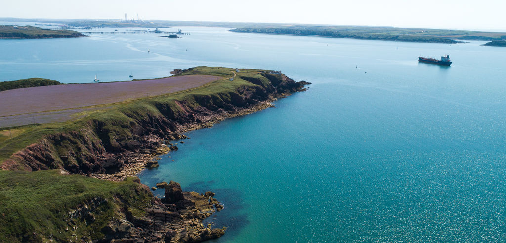 Photo showing Dale Roads wave energy test site (Courtesy of META/Photo by J.Abbott)