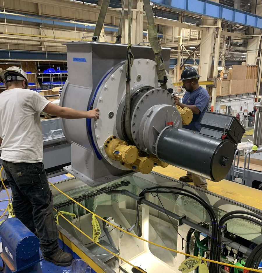 Photo showing the installation of the final drivetrain for Triton-C system (Courtesy of Oscilla Power)