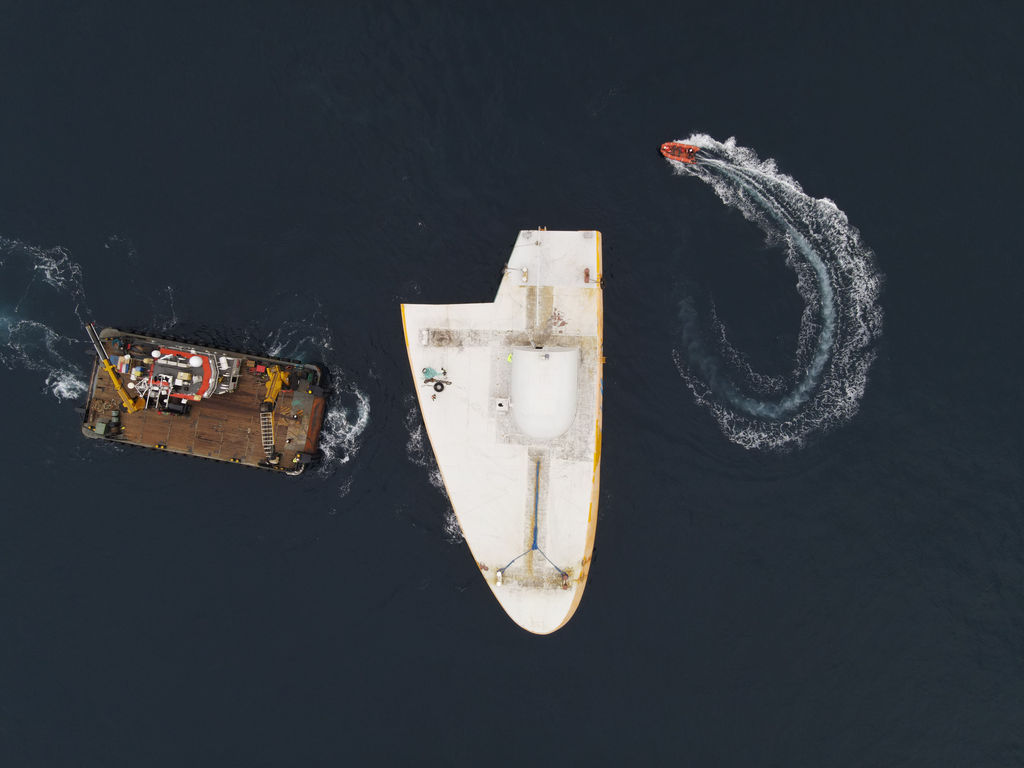 Photo showing the deployment of Penguin wave energy device (Courtesy of Wello)