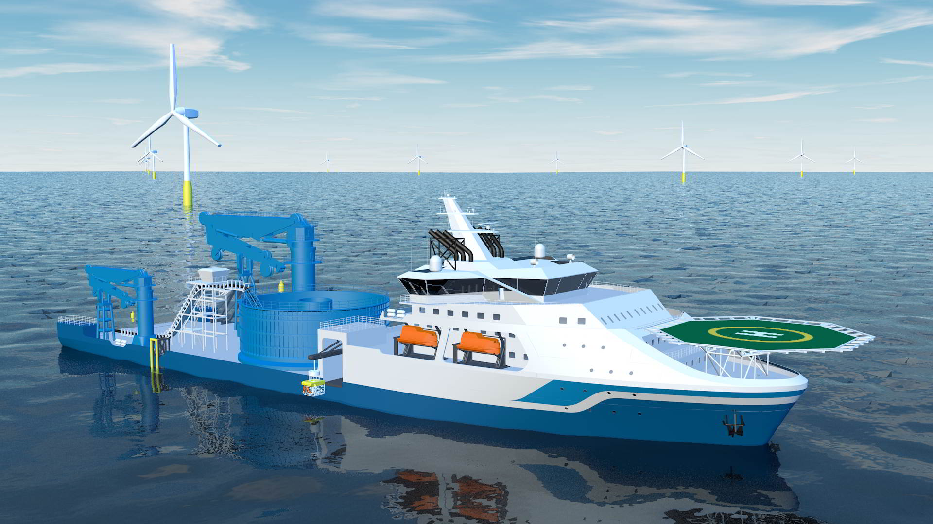 An image rendering new cable laying vessel from High Tien Offshore