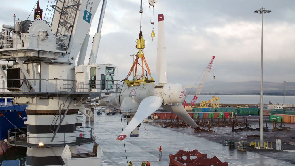 Photo of SIMEC Atlantis’ AR1500 tidal turbine used in MeyGen project (Courtesy of SIMEC Atlantis)