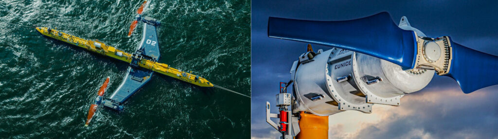 L to R: Orbital Marine's O2 turbine; Nova Innovation's M100-D turbine (Courtesy of Orbital Marine Power; Nova Innovation)